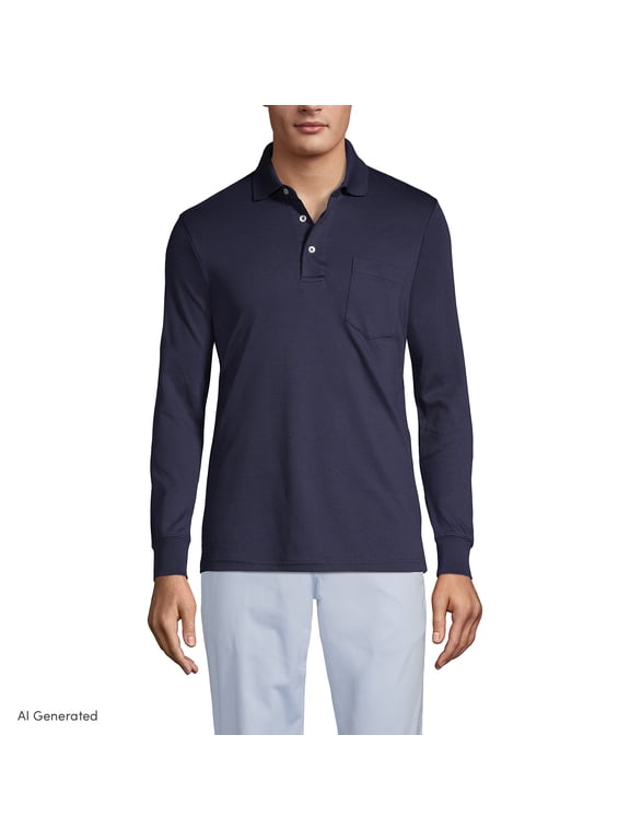 Men's Long Sleeve American-Grown Supima Cotton Polo Shirt with Pocket