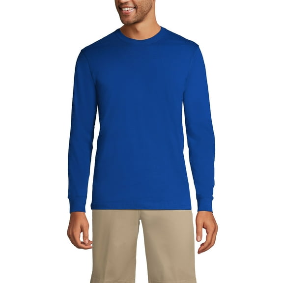 Lands' End Essentials Men's Long-Sleeve Soft Cotton T-Shirt - Relaxed Easy Fit