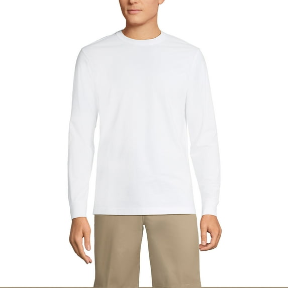 Lands' End Essentials Men's Long-Sleeve Soft Cotton T-Shirt - Relaxed Easy Fit