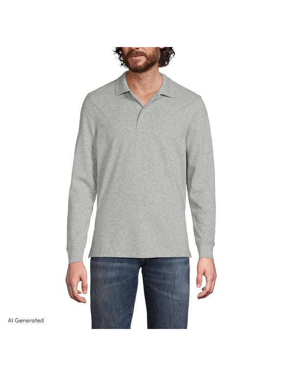 Men's Long Sleeve Mesh Polo Shirt