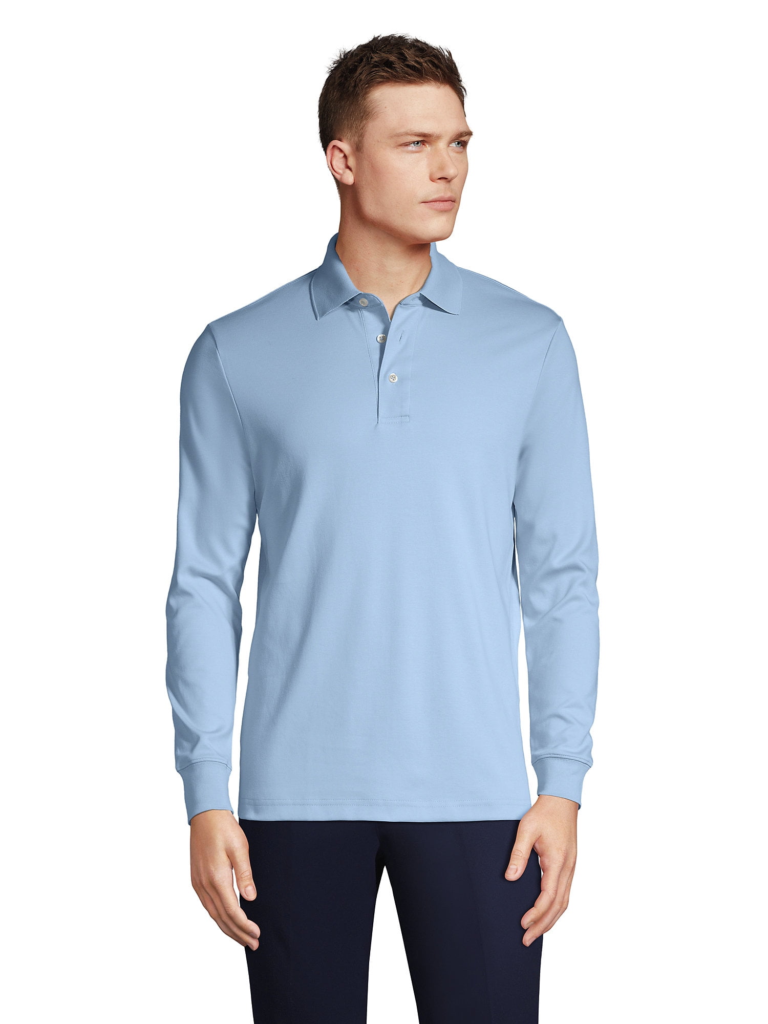 Lands' End Men's Long Sleeve Super Soft Supima Polo Shirt