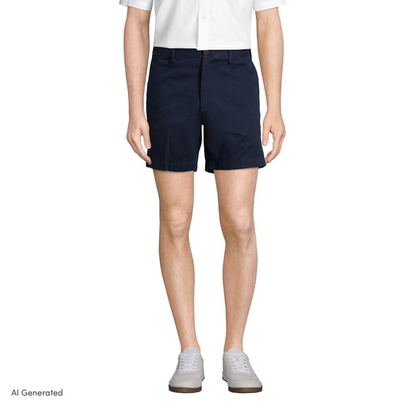 Lands' End Men's No Iron 6" Comfort Waist Plain Front Chino Short