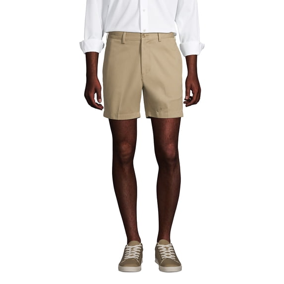 Lands' End Men's No Iron 6" Plain Front Chino Short