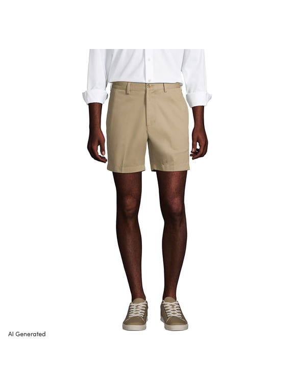 Men's No Iron 6" Plain Front Chino Short