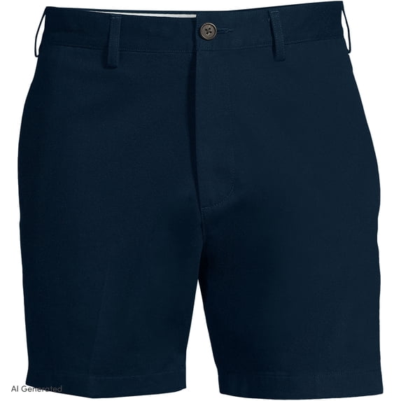Lands' End Men's No Iron 6" Plain Front Chino Short