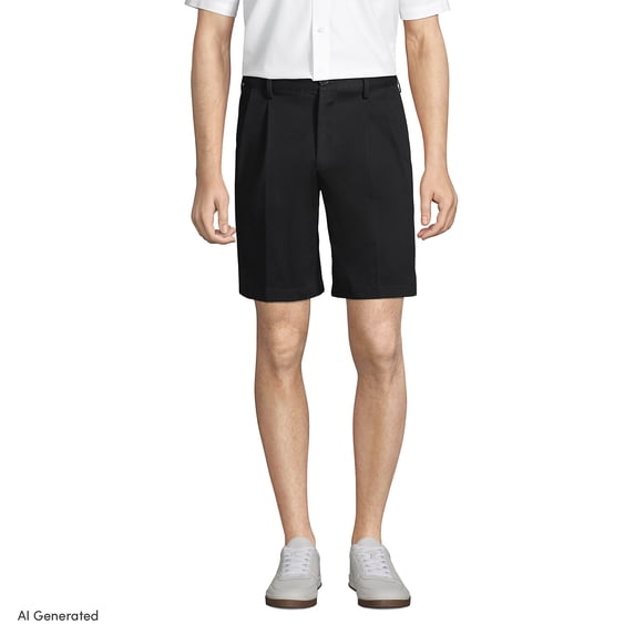 Lands' End Men's No Iron 9" Comfort Waist Pleated Front Chino Short