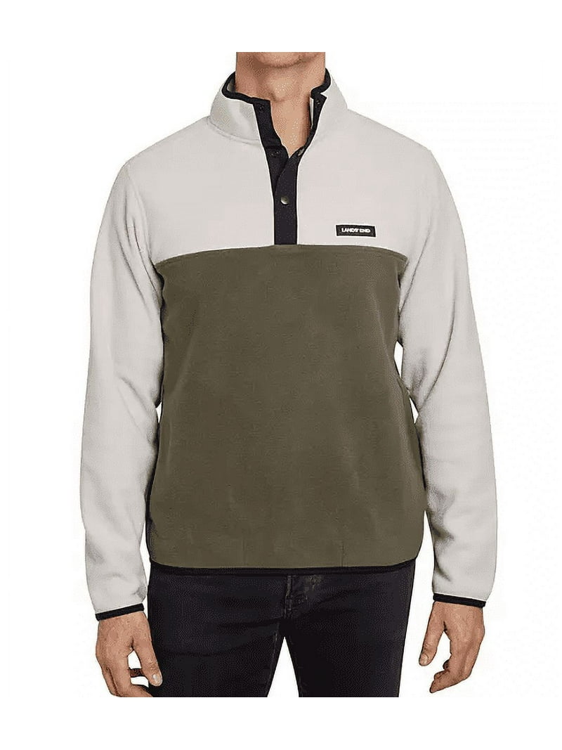 Lands' End Men's Polar Fleece Pullover (Forest Moss/Stone, Large