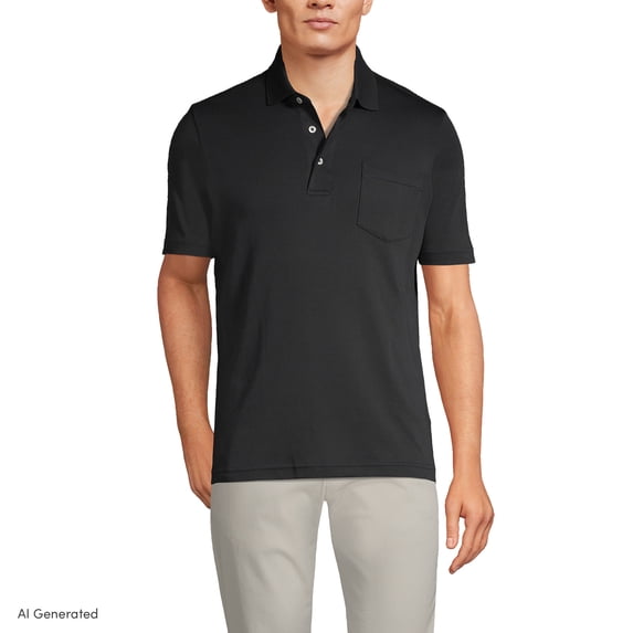 Lands' End Men's Premium American-Grown Supima Cotton Polo Shirt, Short Sleeve, Pocket - Big & Tall Sizes Available