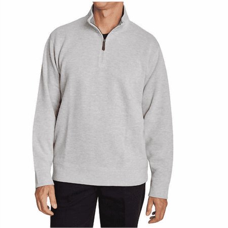 Lands' End Men's Ribbed Quarter Zip Grey Heather Large