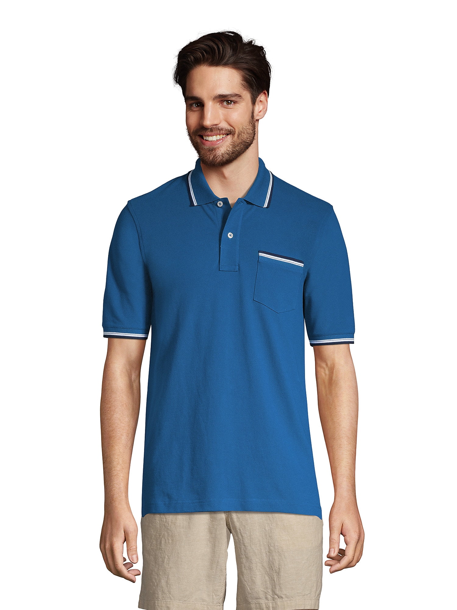 Lands' End Men's Short Sleeve Comfort-First Mesh Polo Shirt With Pocket ...