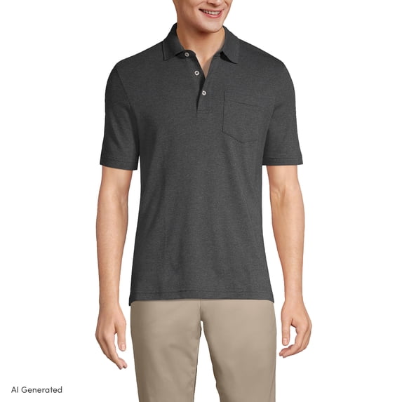 Lands' End Men's Premium American-Grown Supima Cotton Polo Shirt, Short Sleeve, Pocket - Big & Tall Sizes Available