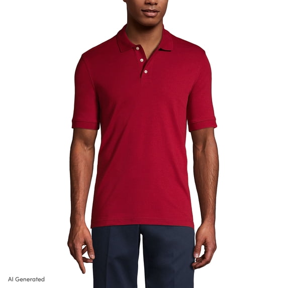 Lands' End Essentials Men's Long Sleeve All Day Comfort Polo Shirt - 100% Cotton Won't Shrink Pill Fade