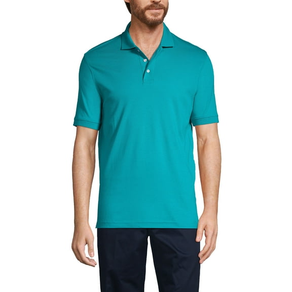 Lands' End Essentials Men's Long Sleeve All Day Comfort Polo Shirt - 100% Cotton Won't Shrink Pill Fade