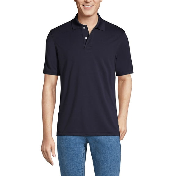 Lands' End Essentials Men's Short Sleeve Polyester Polo Shirt - Easy Care Breathable Classic Fit