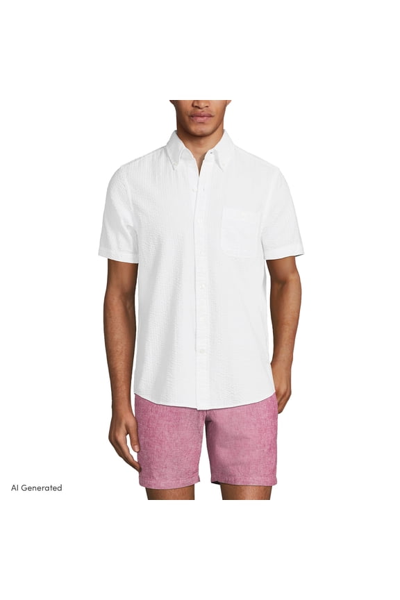 Men's Short Sleeve Seersucker Shirt