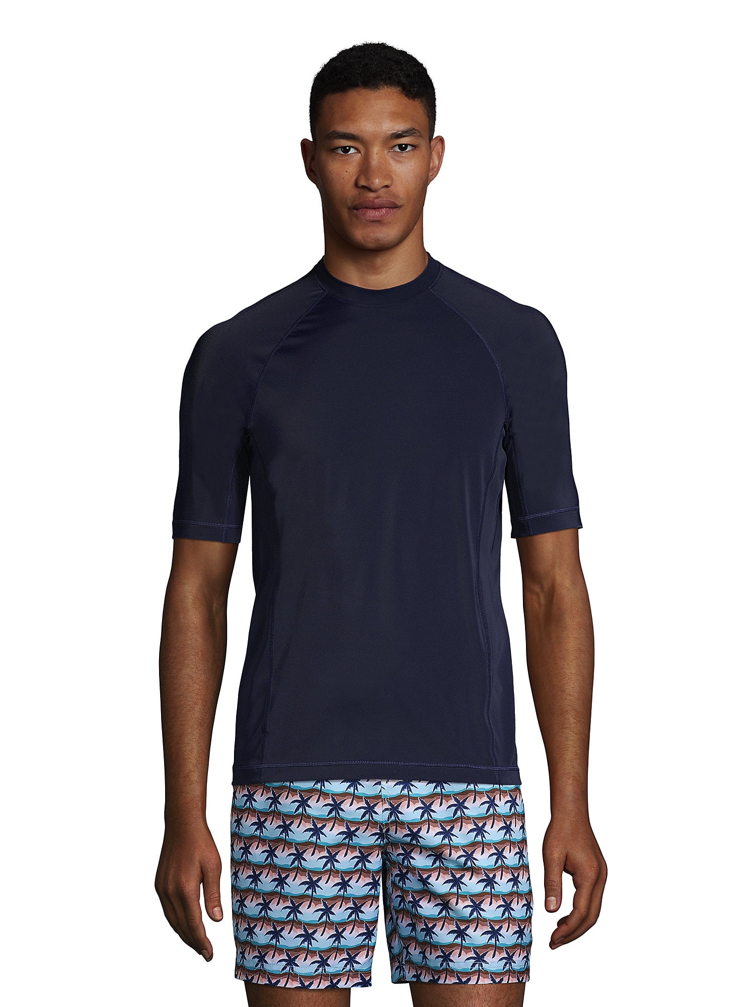 Lands End Men s Short Sleeve Swim Tee Rash Guard Walmart