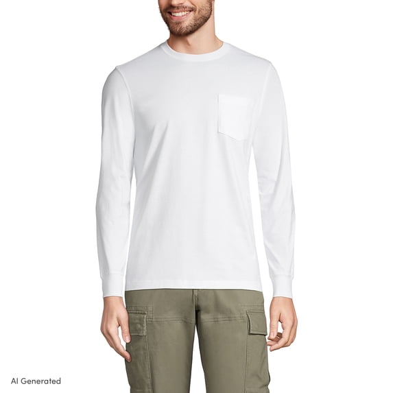 Lands' End Men's Super-T Long Sleeve T-Shirt with Pocket