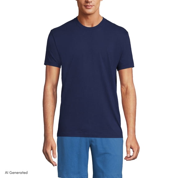 Lands' End Essentials Men's Crew Neck T-Shirt 3 Pack - Premium Cotton Tee, Casual Regular Fit