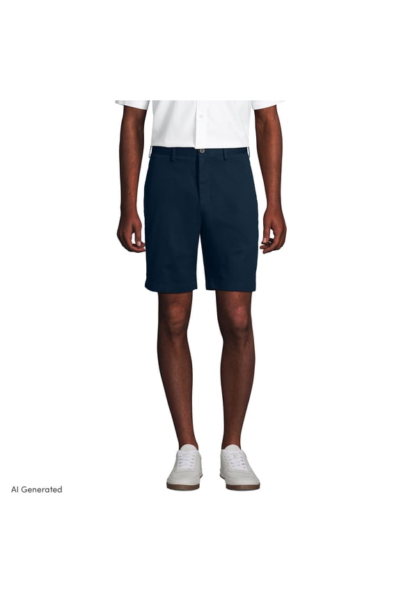 Men's No Iron 9" Plain Front Chino Short
