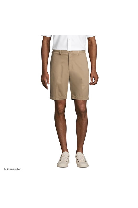 Men's No Iron 9" Plain Front Chino Short