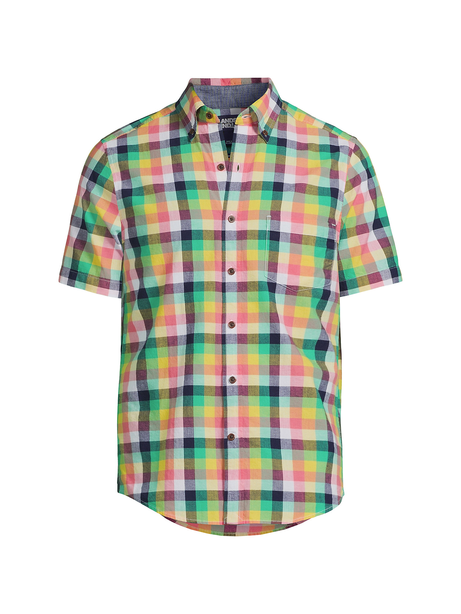 Lands' End Men's Traditional Fit Short Sleeve Madras Shirt