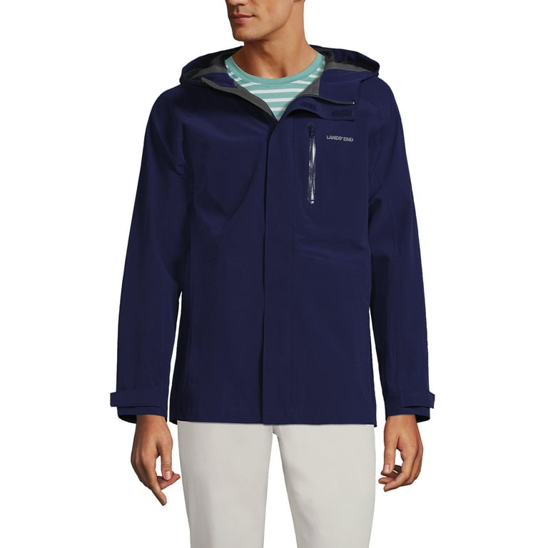 Lands End Men s Waterproof Hooded Packable Rain Jacket Walmart