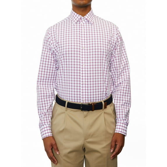 Lands' End Mens Regular-Fit Multi Color Check Dress Shirt