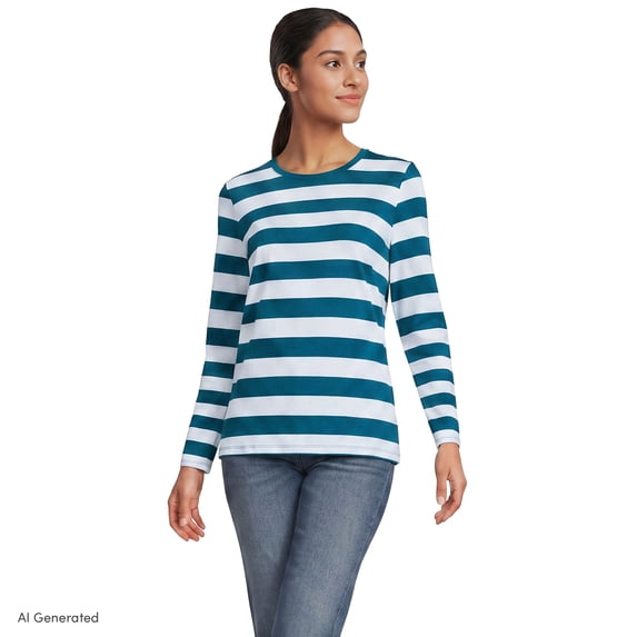 Lands' End Petite Supima Cotton Long Sleeve Crewneck T-Shirt
