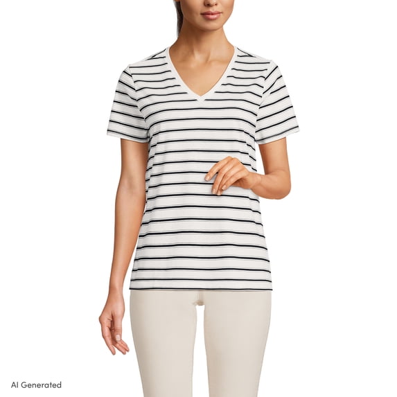 Lands' End Petite Supima Cotton V-Neck T-Shirt