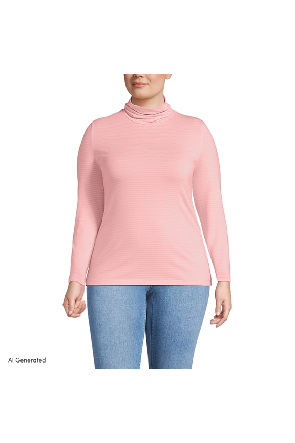 Plus Size Lightweight Jersey Long Sleeve Turtleneck