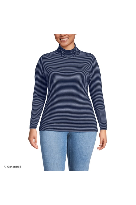 Plus Size Lightweight Jersey Long Sleeve Turtleneck