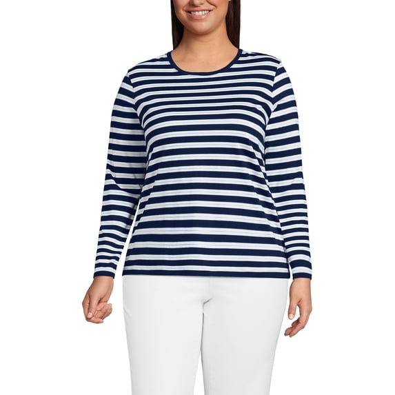 Lands' End Plus Size Supima Cotton Long Sleeve Crewneck T-Shirt