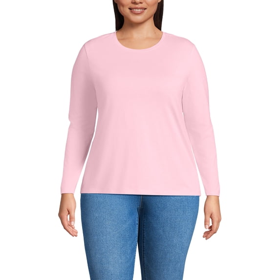 Lands' End Plus Size Supima Cotton Long Sleeve Crewneck T-Shirt