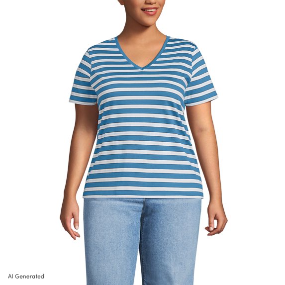 Lands' End Plus Size Supima Cotton V-Neck T-Shirt