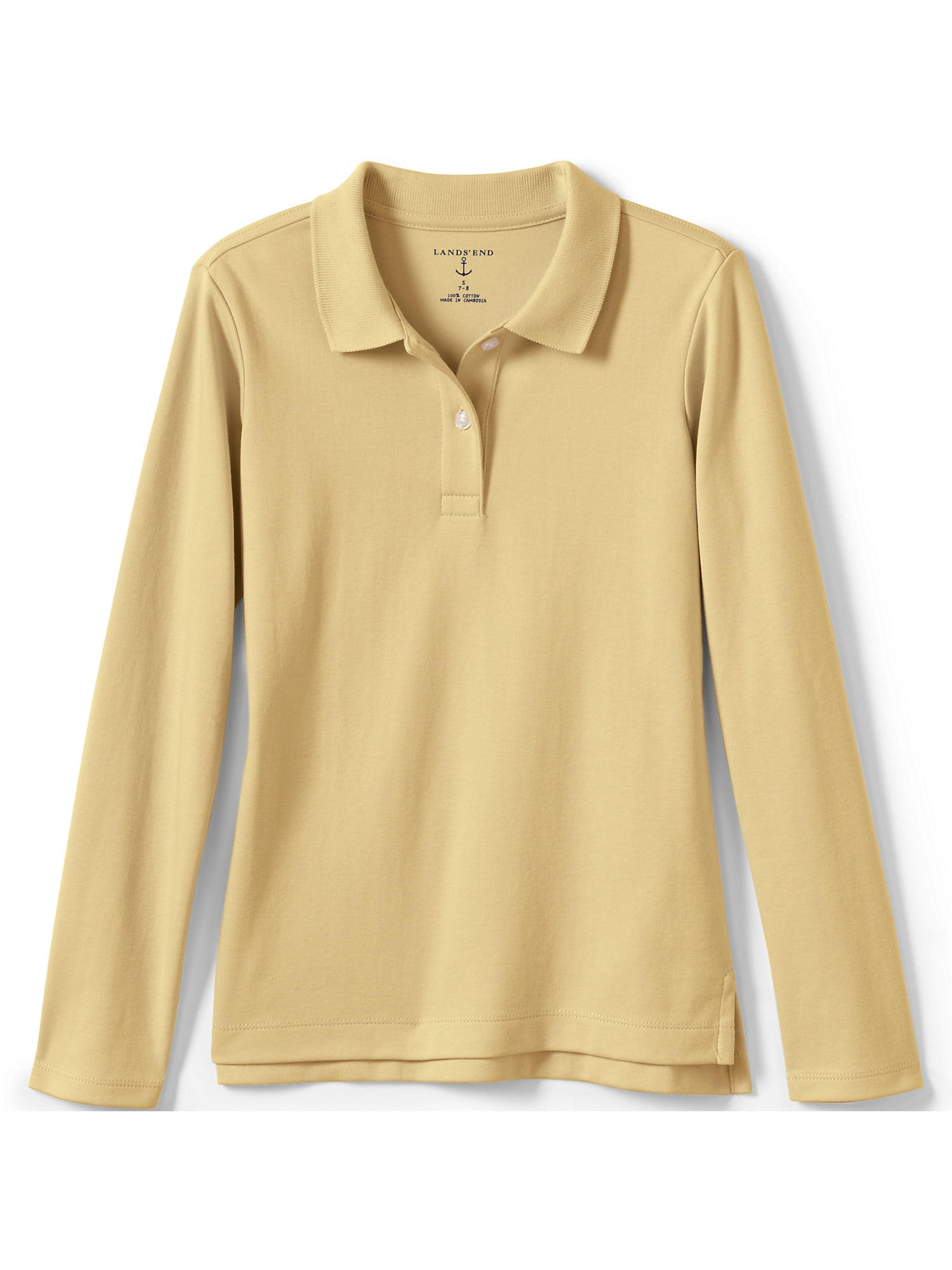 Lands' End School Uniform Girls Long Sleeve Feminine Fit Interlock Polo