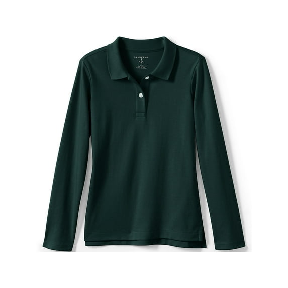 Lands' End School Uniform Girls Long Sleeve Feminine Fit Interlock Polo Shirt