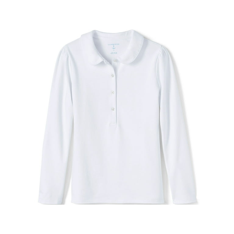 School Uniform Girls Long Sleeve Peter Pan Collar Polo Shirt