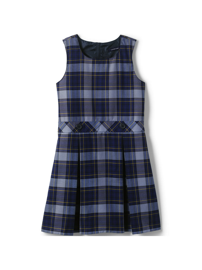 Lands' End Girls Plaid School Uniform Jumper, Sleeveless