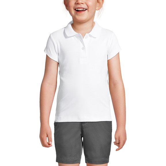 Lands' End Girls Short Sleeve Feminine Fit Interlock Polo Shirt