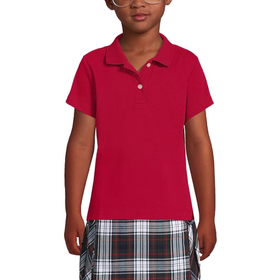 Lands' End Girls Short Sleeve Feminine Fit Interlock Polo Shirt