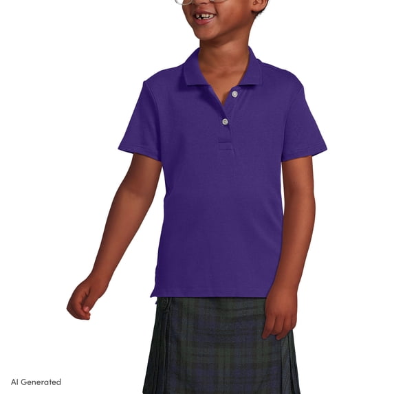 Lands' End Girls Short Sleeve Feminine Fit Interlock Polo Shirt