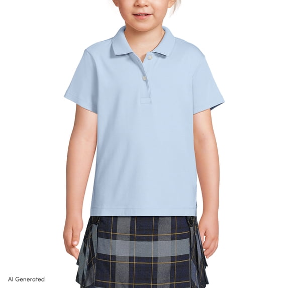 Lands' End Girls Short Sleeve Feminine Fit Interlock Polo Shirt