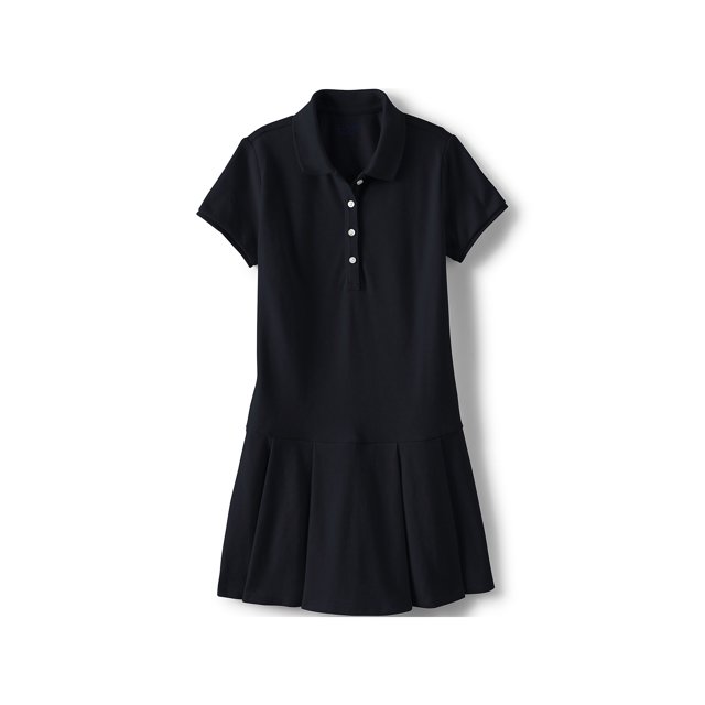 Lands' End School Uniform Girls Short Sleeve Mesh Pleated Polo Dress