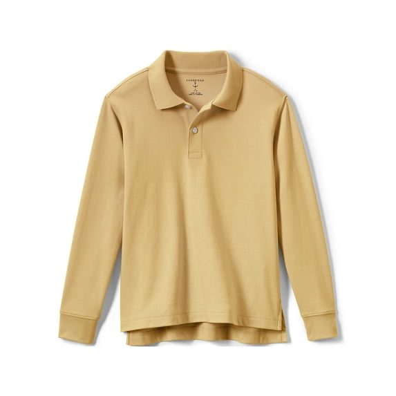 Lands' End School Uniform Kids Long Sleeve Interlock Polo Shirt