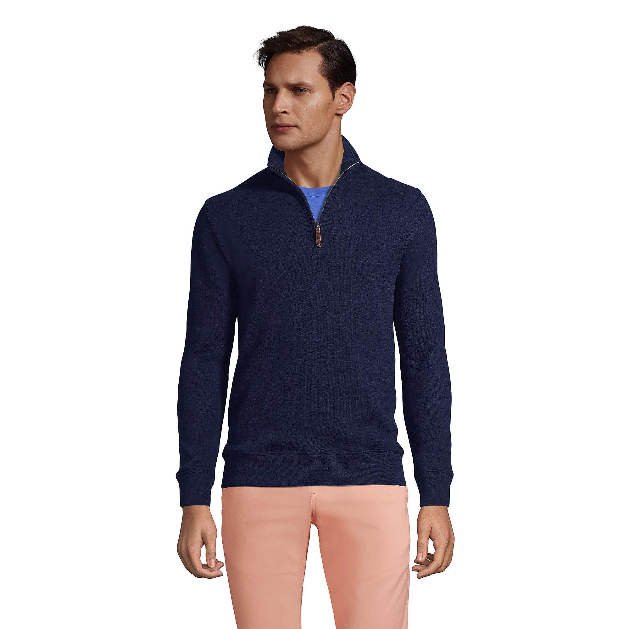 Lands' End School Uniform Men's Bedford Rib Quarter Zip Sweater -  Walmart.com