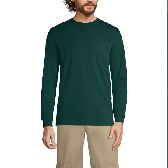 Lands' End Essentials Men's Long-Sleeve Soft Cotton T-Shirt - Relaxed Easy Fit