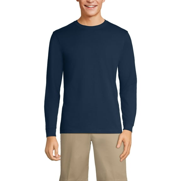 Lands' End Essentials Men's Long-Sleeve Soft Cotton T-Shirt - Relaxed Easy Fit