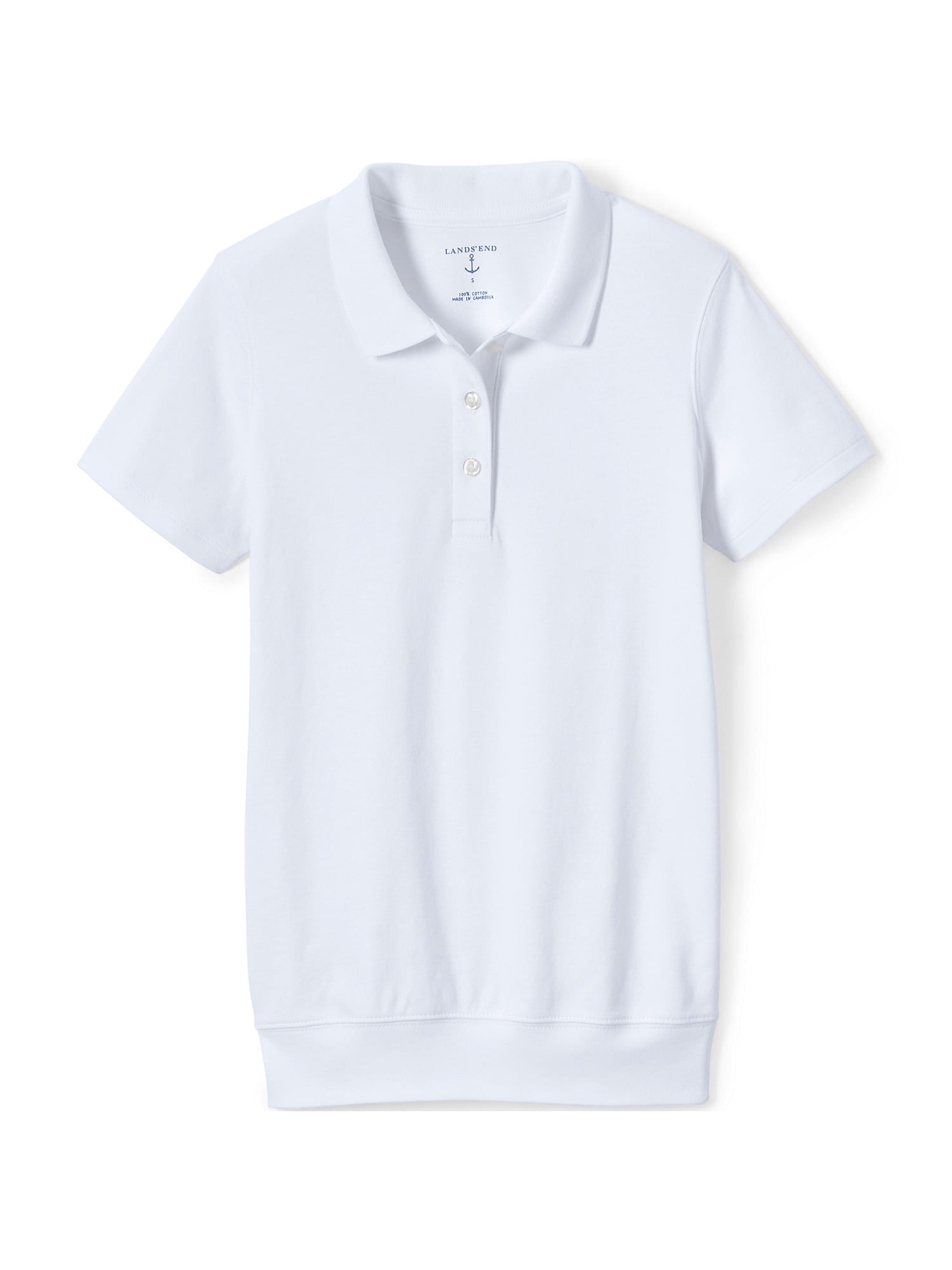 Lands' End School Uniform Men's Short Sleeve Banded Bottom Polo Shirt