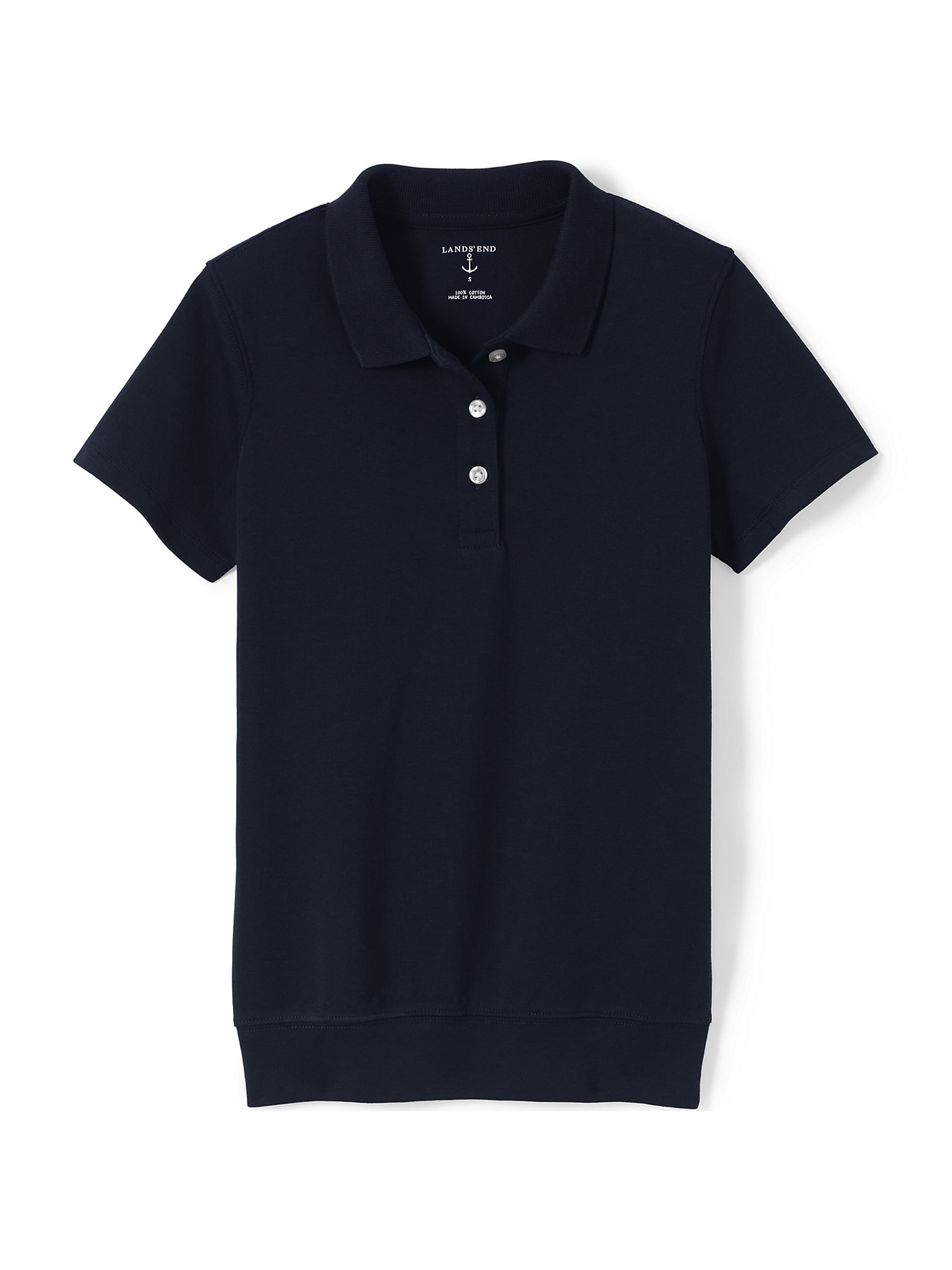 Lands' End School Uniform Men's Short Sleeve Banded Bottom Polo Shirt