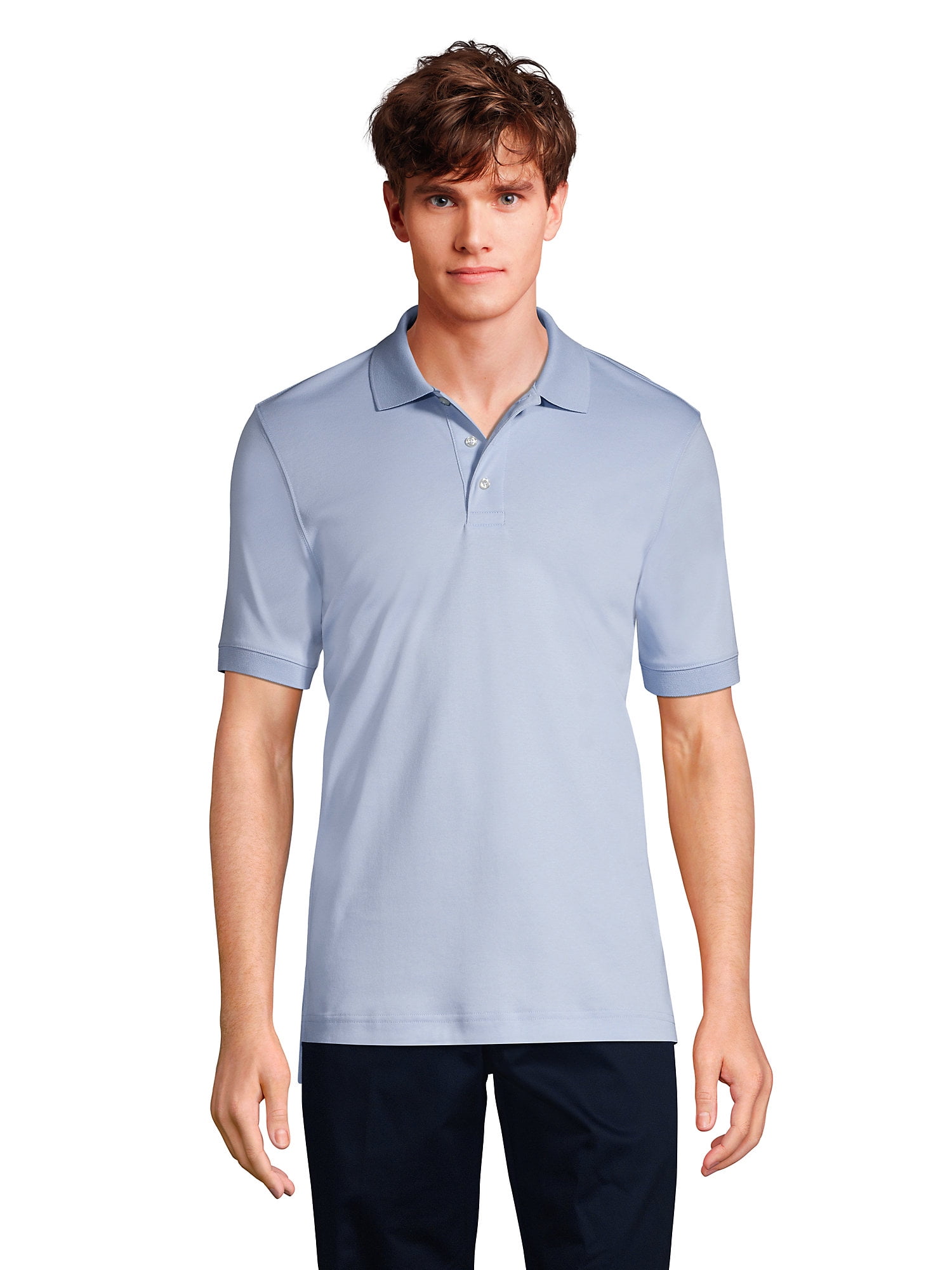 Lands' End School Uniform Men's Short Sleeve Interlock Polo Shirt
